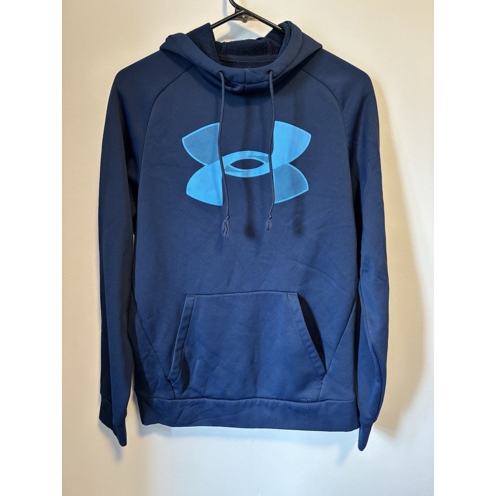 Under Armour Men's‎ Fleece Navy Blue Pullover Hoodie Size: M *MISSING AGLETS*